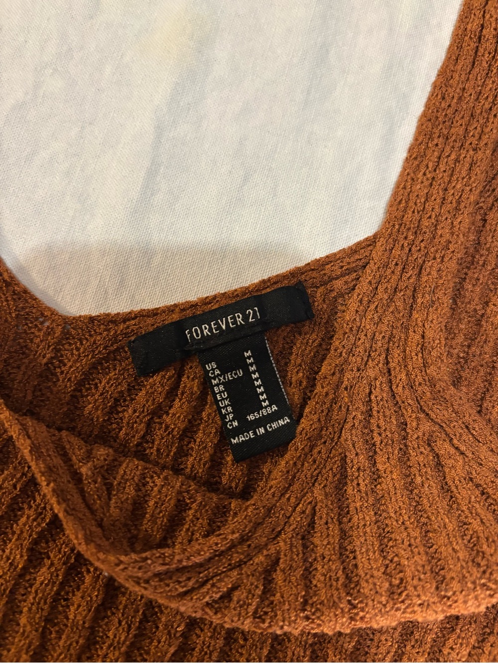 Forever 21 Rust Orange Ribbed Cowl Neck Sweater
